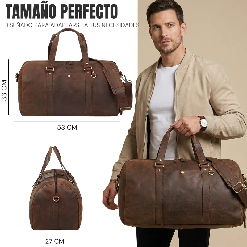 "Ventura" Robuste Leder Reisetasche Groß Herren Weekender mit Schuhfach 40L
