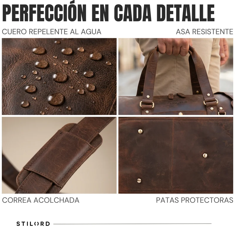 "Ventura" Robuste Leder Reisetasche Groß Herren Weekender mit Schuhfach 40L