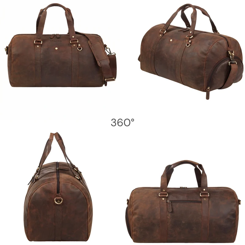 "Ventura" Robuste Leder Reisetasche Groß Herren Weekender mit Schuhfach 40L