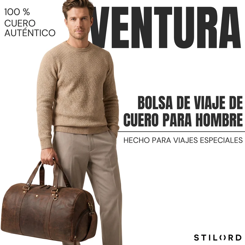 "Ventura" Robuste Leder Reisetasche Groß Herren Weekender mit Schuhfach 40L