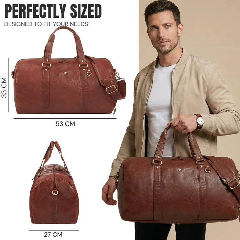"Ventura" Robuste Leder Reisetasche Groß Herren Weekender mit Schuhfach 40L
