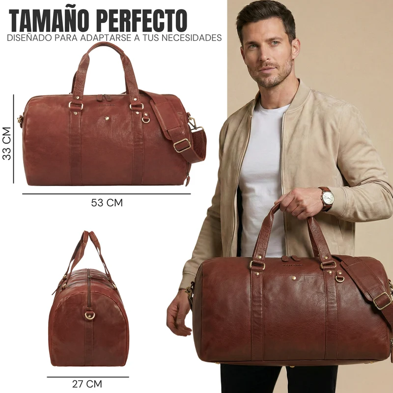 "Ventura" Robuste Leder Reisetasche Groß Herren Weekender mit Schuhfach 40L