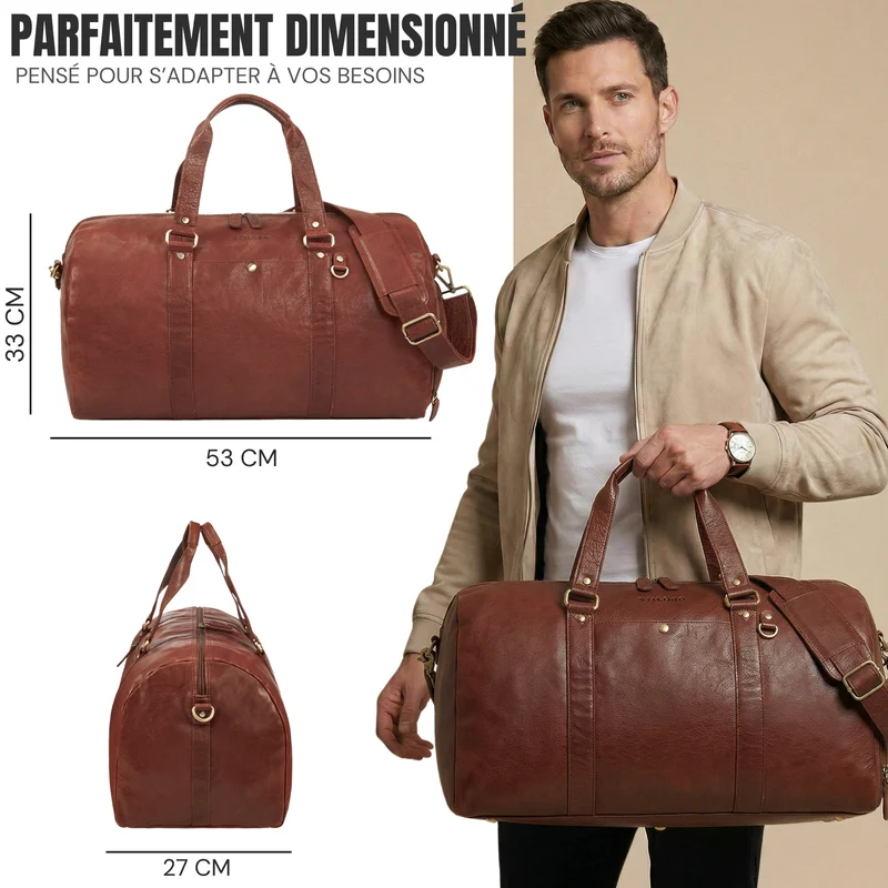 "Ventura" Robuste Leder Reisetasche Groß Herren Weekender mit Schuhfach 40L