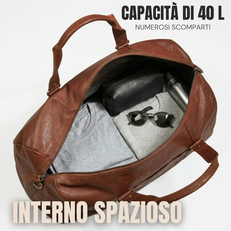 "Ventura" Robuste Leder Reisetasche Groß Herren Weekender mit Schuhfach 40L