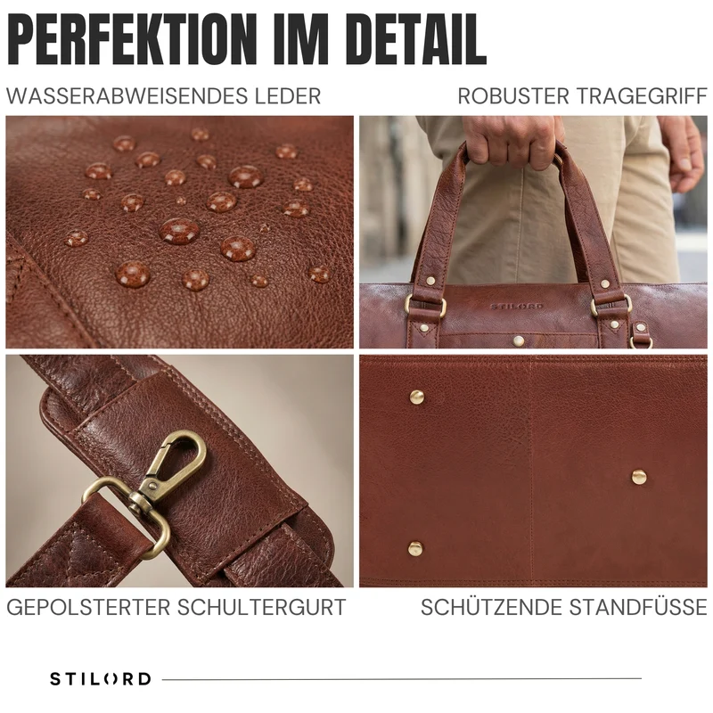 "Ventura" Robuste Leder Reisetasche Groß Herren Weekender mit Schuhfach 40L