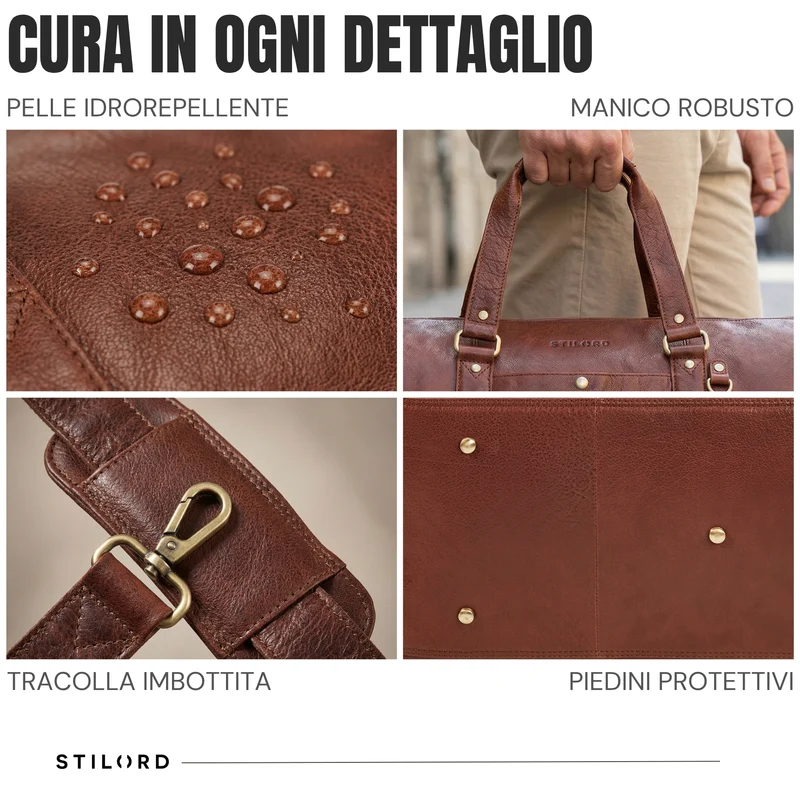 "Ventura" Robuste Leder Reisetasche Groß Herren Weekender mit Schuhfach 40L