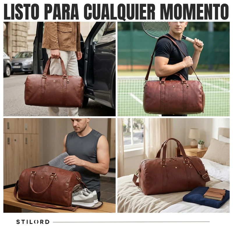 "Ventura" Robuste Leder Reisetasche Groß Herren Weekender mit Schuhfach 40L
