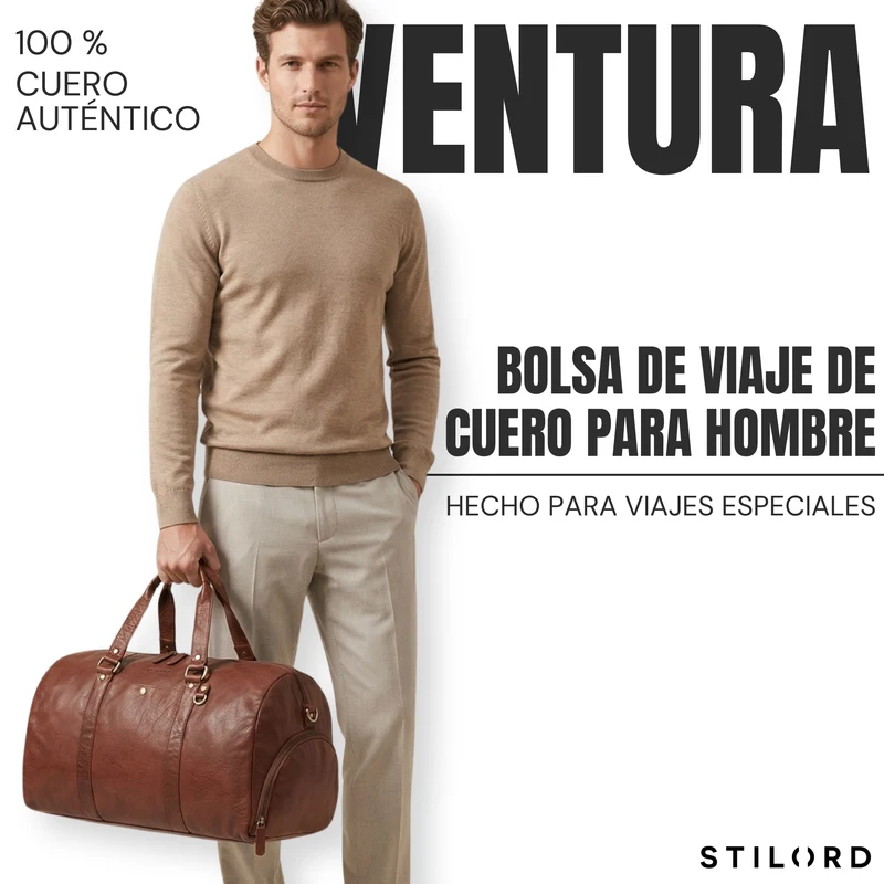 "Ventura" Robuste Leder Reisetasche Groß Herren Weekender mit Schuhfach 40L