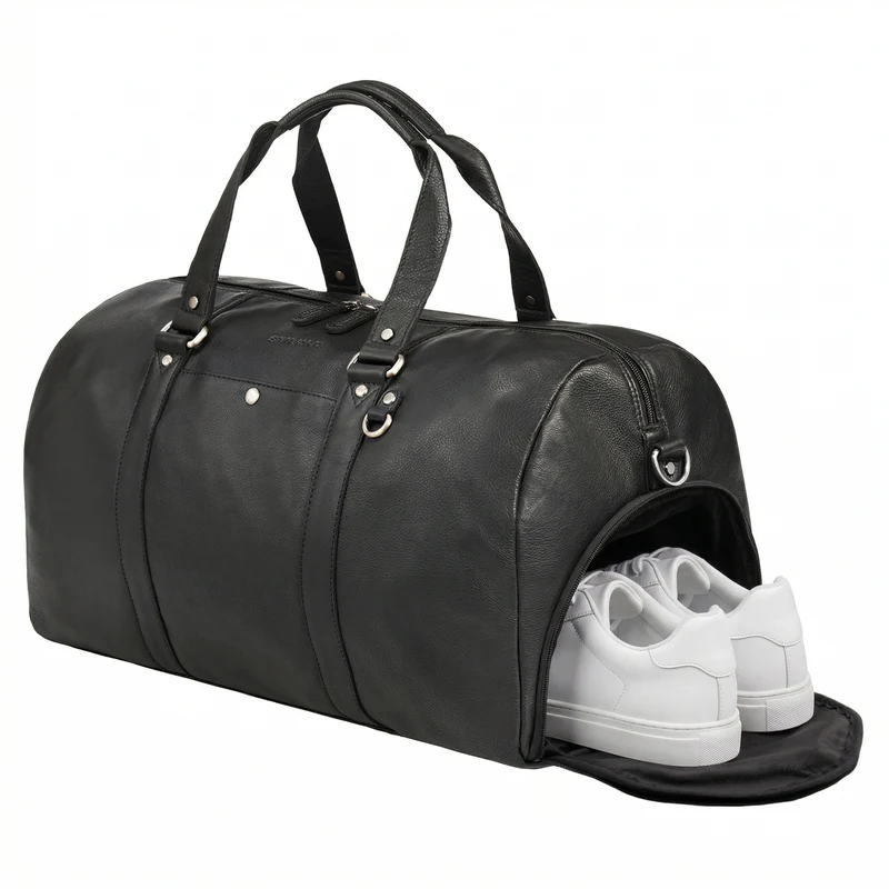 "Ventura" Robuste Leder Reisetasche Groß Herren Weekender mit Schuhfach 40L