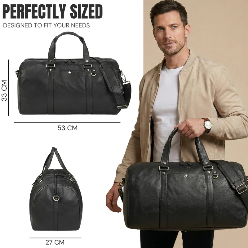 "Ventura" Robuste Leder Reisetasche Groß Herren Weekender mit Schuhfach 40L