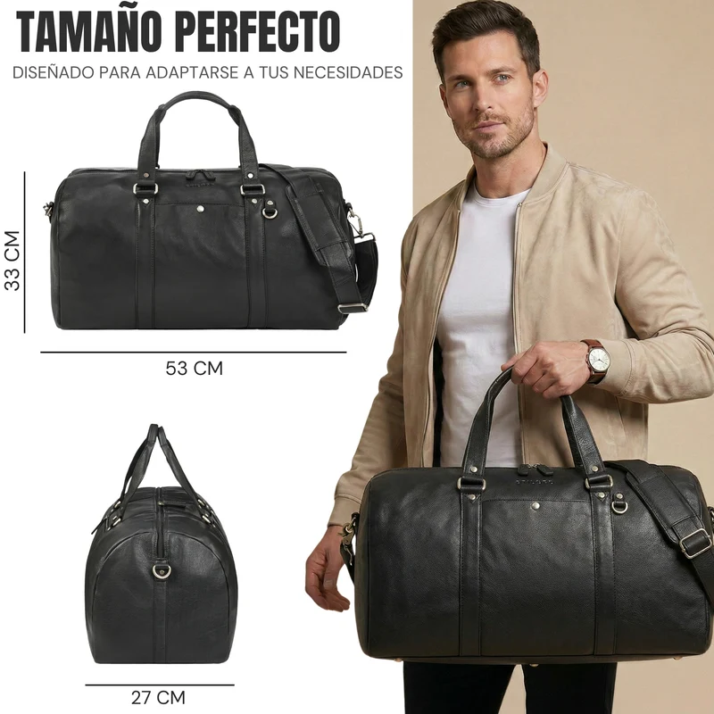"Ventura" Robuste Leder Reisetasche Groß Herren Weekender mit Schuhfach 40L