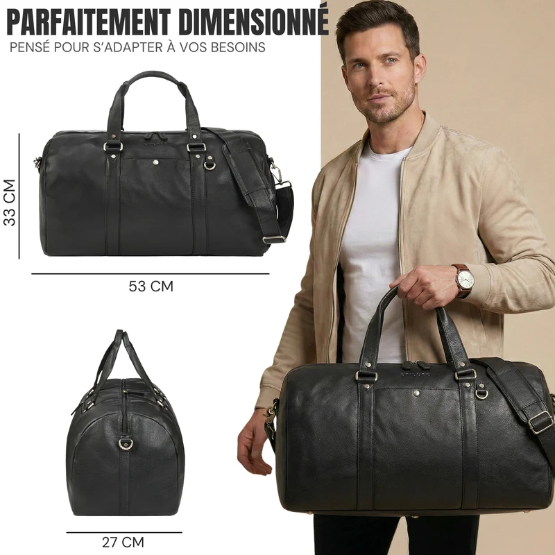 "Ventura" Robuste Leder Reisetasche Groß Herren Weekender mit Schuhfach 40L