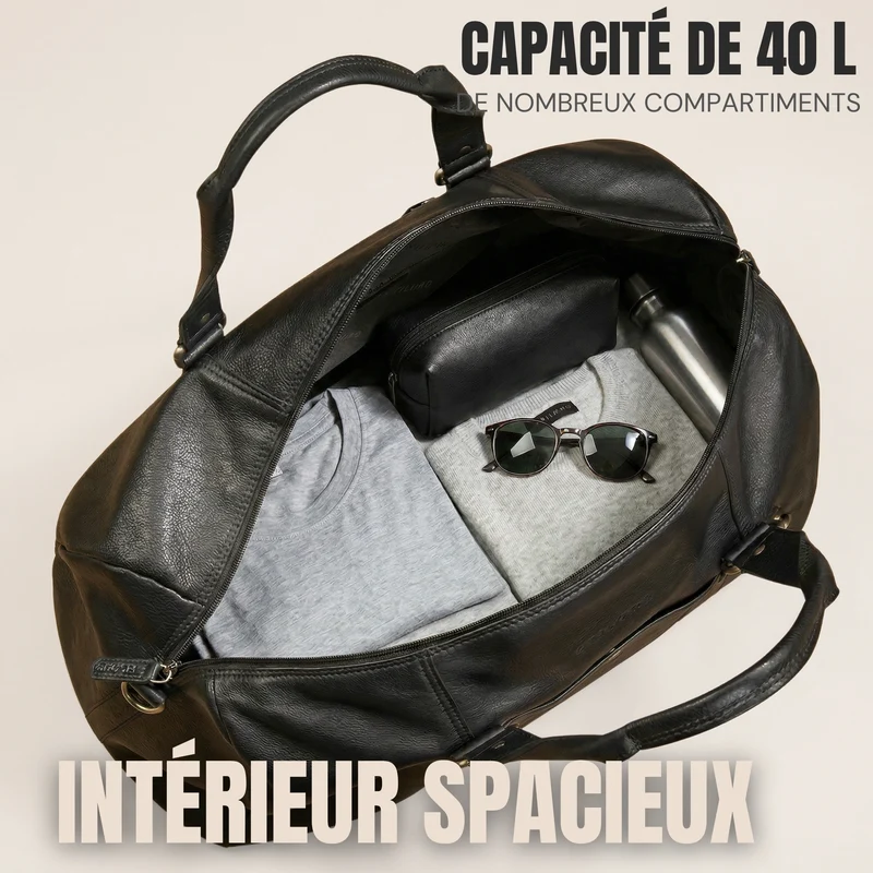 "Ventura" Robuste Leder Reisetasche Groß Herren Weekender mit Schuhfach 40L