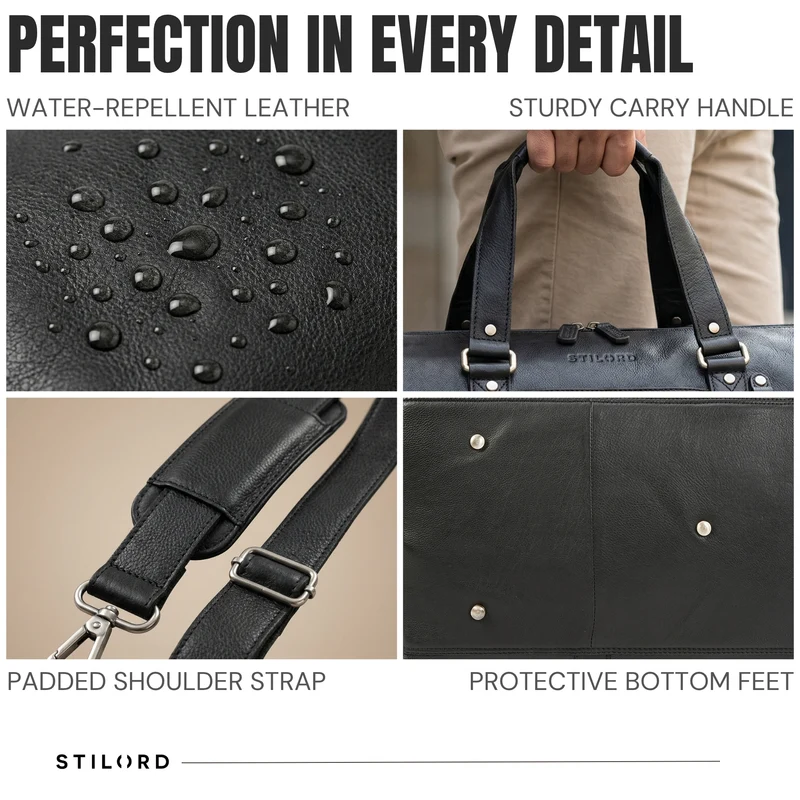"Ventura" Robuste Leder Reisetasche Groß Herren Weekender mit Schuhfach 40L