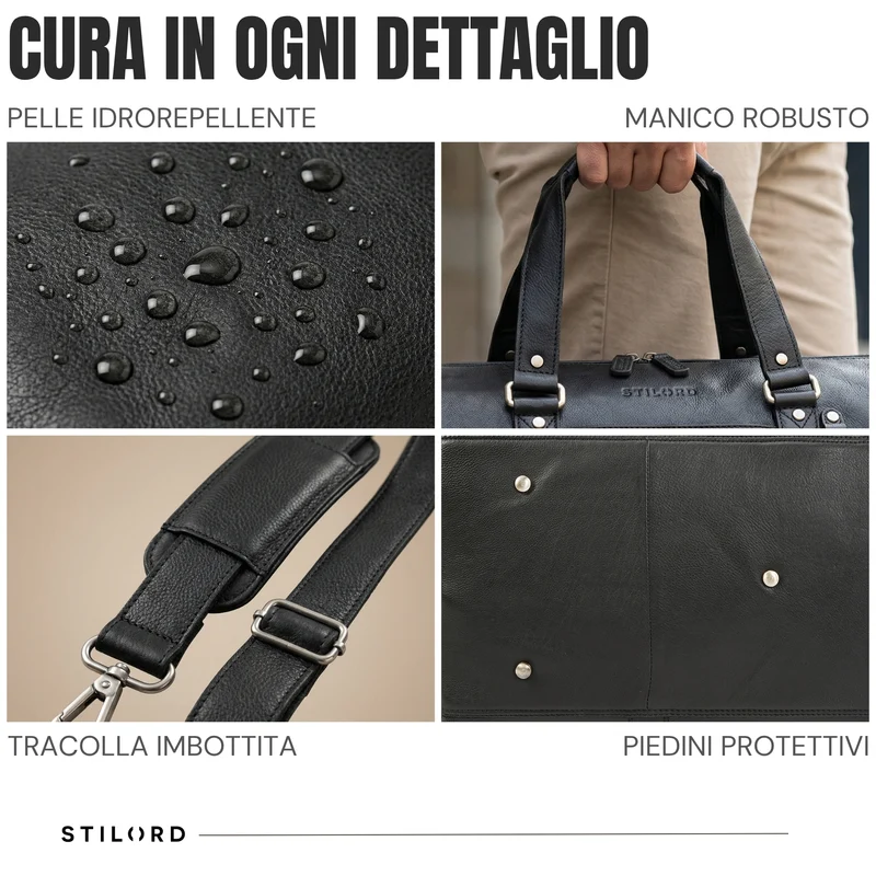 "Ventura" Robuste Leder Reisetasche Groß Herren Weekender mit Schuhfach 40L