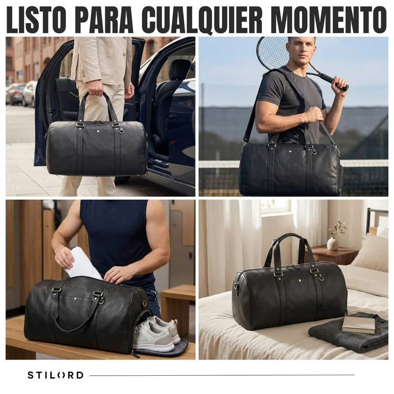 "Ventura" Robuste Leder Reisetasche Groß Herren Weekender mit Schuhfach 40L
