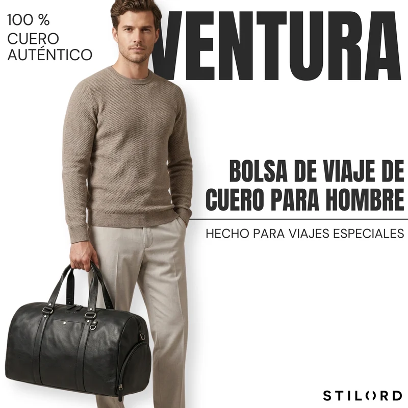 "Ventura" Robuste Leder Reisetasche Groß Herren Weekender mit Schuhfach 40L