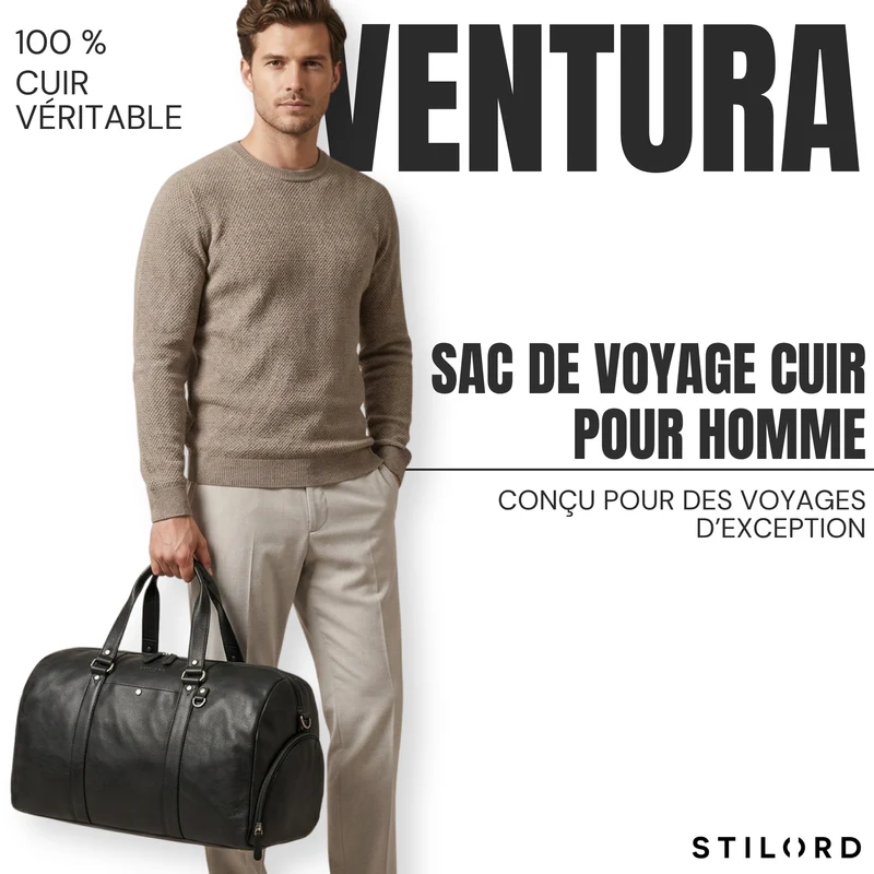 "Ventura" Robuste Leder Reisetasche Groß Herren Weekender mit Schuhfach 40L