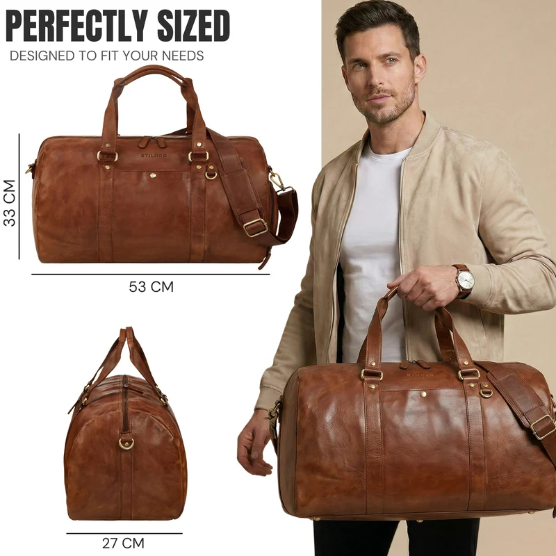 "Ventura" Robuste Leder Reisetasche Groß Herren Weekender mit Schuhfach 40L
