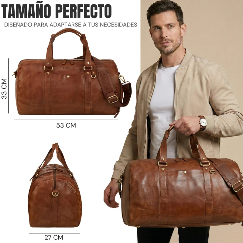 "Ventura" Robuste Leder Reisetasche Groß Herren Weekender mit Schuhfach 40L