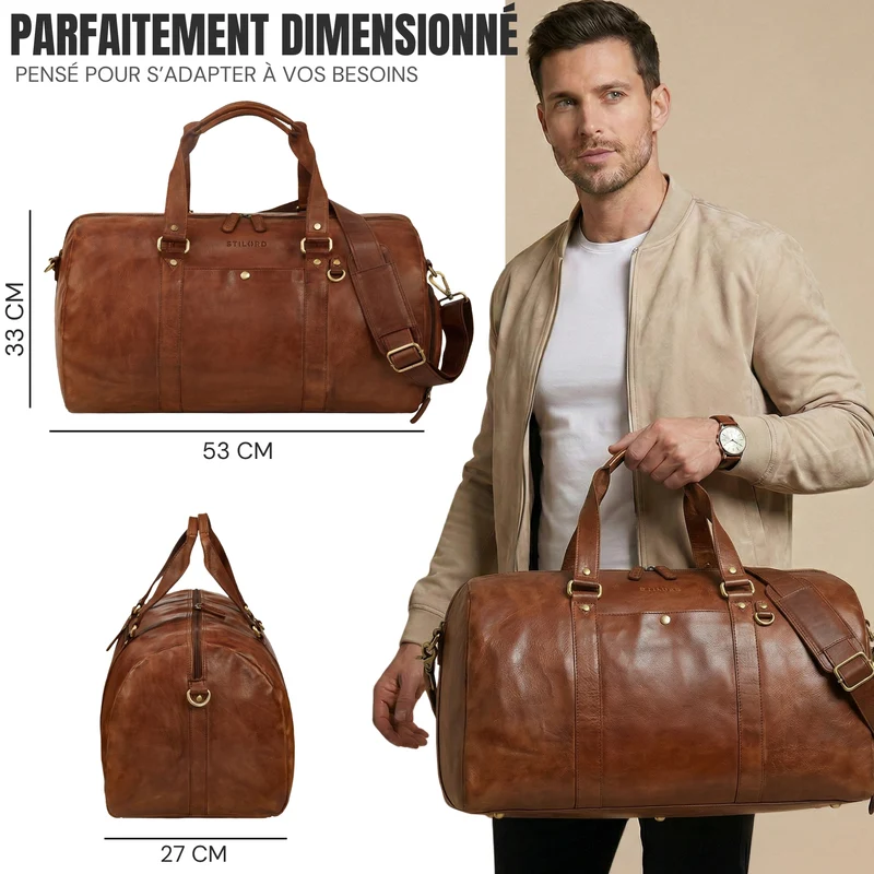 "Ventura" Robuste Leder Reisetasche Groß Herren Weekender mit Schuhfach 40L