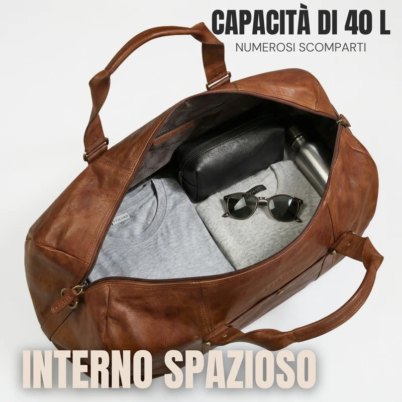"Ventura" Robuste Leder Reisetasche Groß Herren Weekender mit Schuhfach 40L