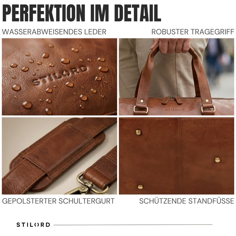 "Ventura" Robuste Leder Reisetasche Groß Herren Weekender mit Schuhfach 40L