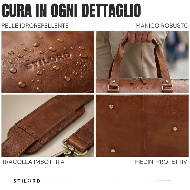 "Ventura" Robuste Leder Reisetasche Groß Herren Weekender mit Schuhfach 40L