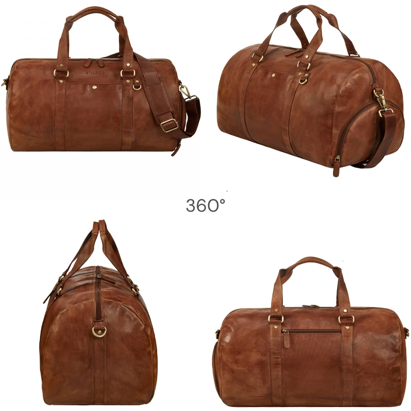 "Ventura" Robuste Leder Reisetasche Groß Herren Weekender mit Schuhfach 40L