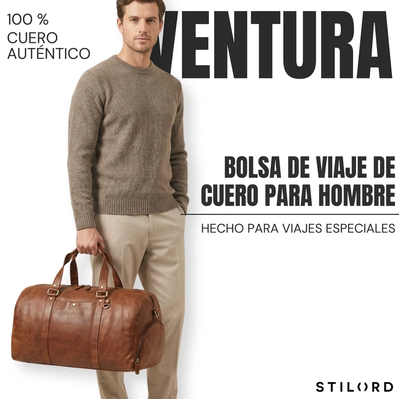 "Ventura" Robuste Leder Reisetasche Groß Herren Weekender mit Schuhfach 40L