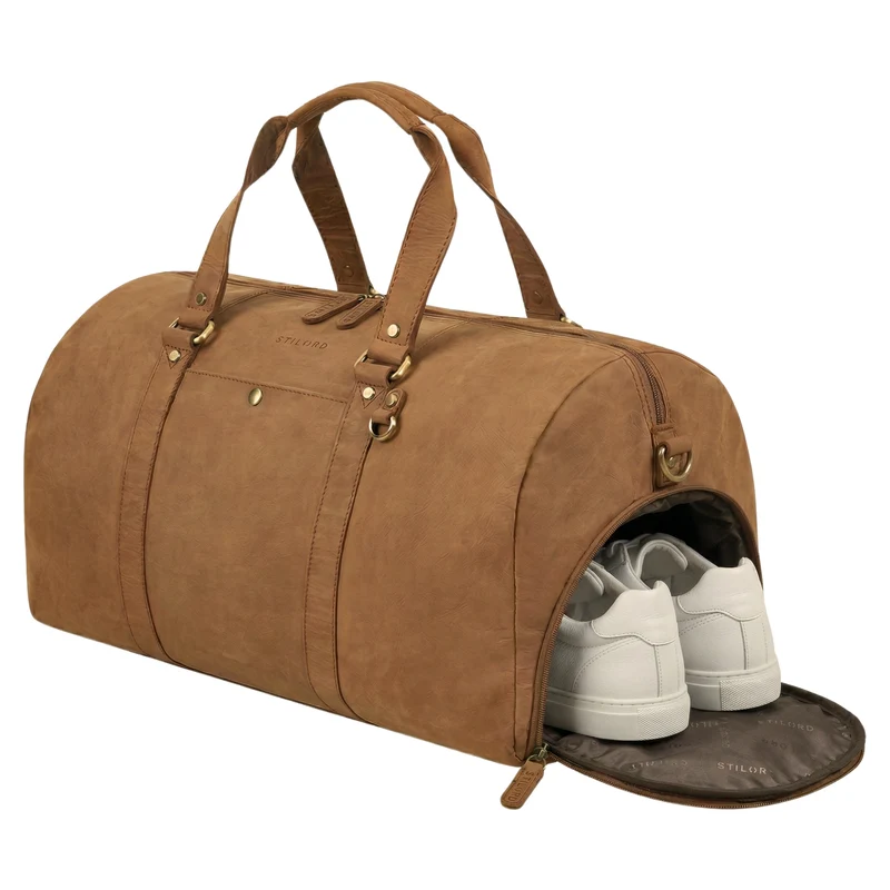 "Ventura" Robuste Leder Reisetasche Groß Herren Weekender mit Schuhfach 40L
