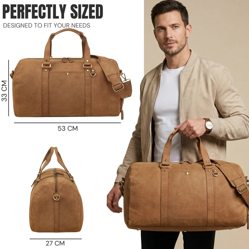 "Ventura" Robuste Leder Reisetasche Groß Herren Weekender mit Schuhfach 40L