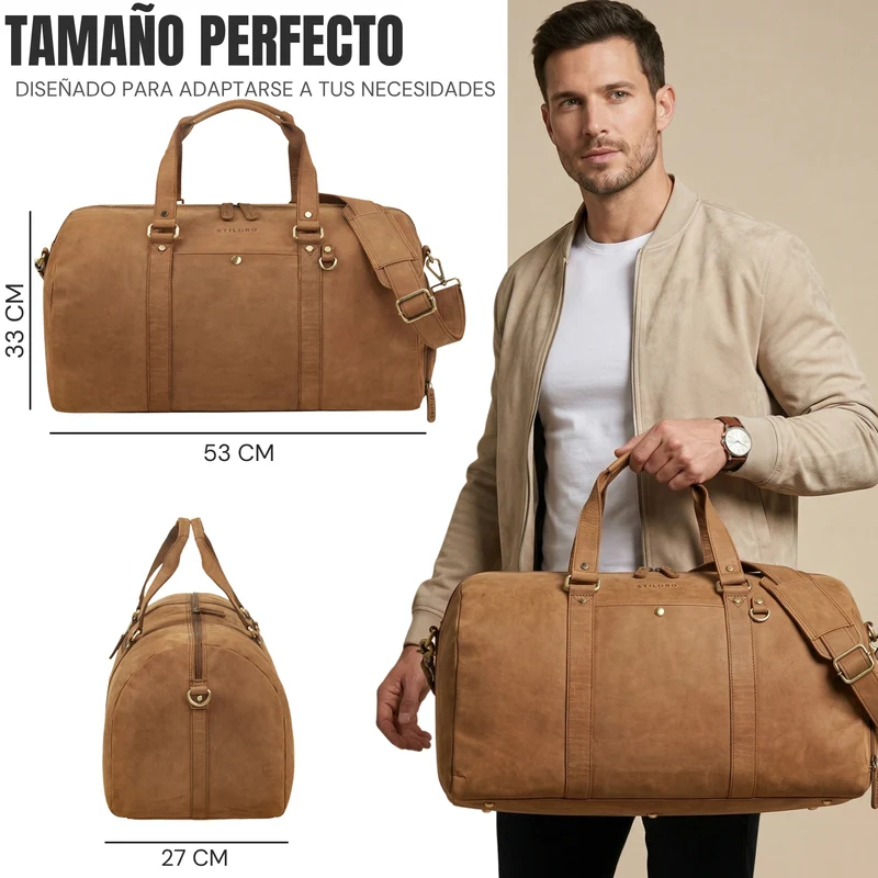 "Ventura" Robuste Leder Reisetasche Groß Herren Weekender mit Schuhfach 40L