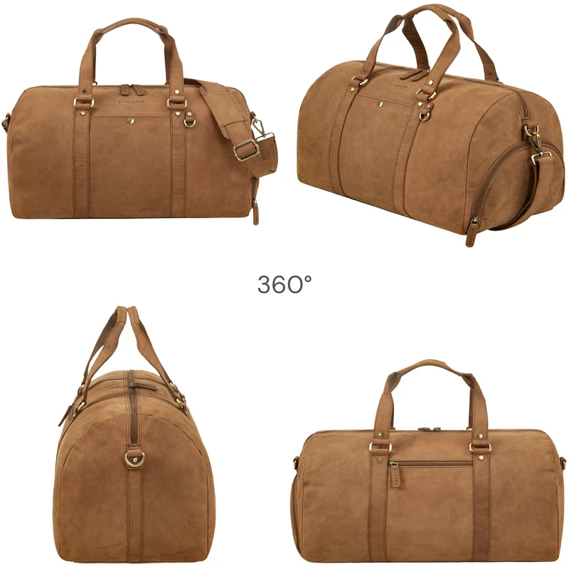 "Ventura" Robuste Leder Reisetasche Groß Herren Weekender mit Schuhfach 40L