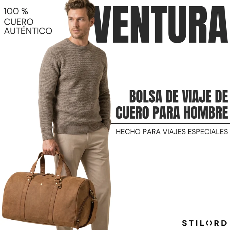 "Ventura" Robuste Leder Reisetasche Groß Herren Weekender mit Schuhfach 40L