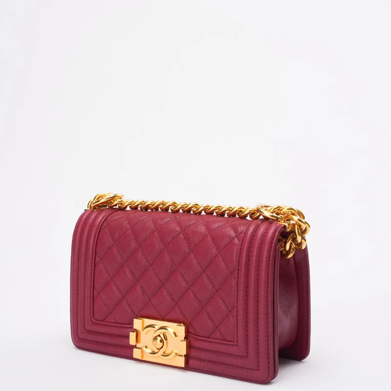 Chanel Burgunderrot Klein Le Boy Caviar 2018-2019