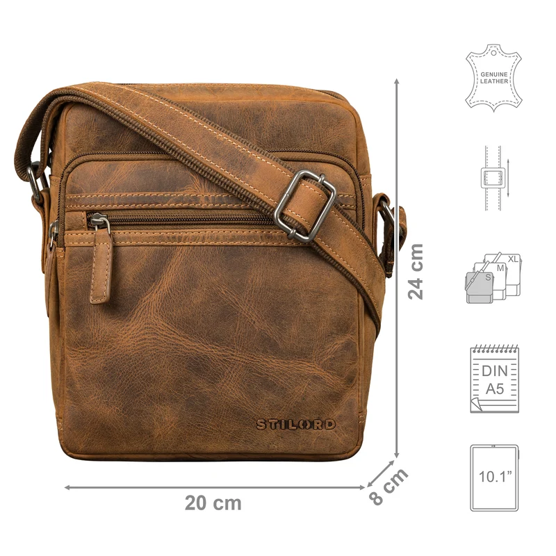 "Kony" Vintage Umhängetasche Herren Leder Robuste Kleine Messenger Bag