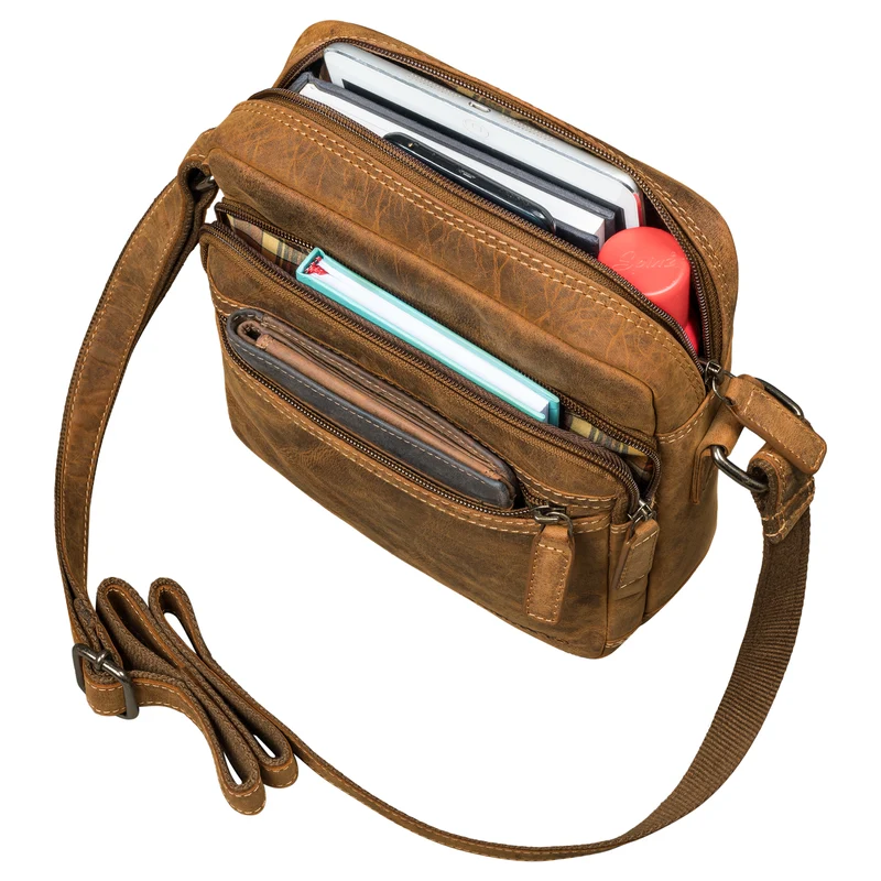 "Kony" Vintage Umhängetasche Herren Leder Robuste Kleine Messenger Bag