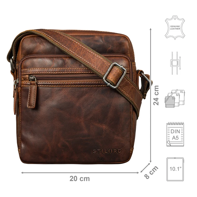 "Kony" Vintage Umhängetasche Herren Leder Robuste Kleine Messenger Bag