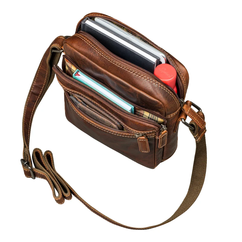 "Kony" Vintage Umhängetasche Herren Leder Robuste Kleine Messenger Bag