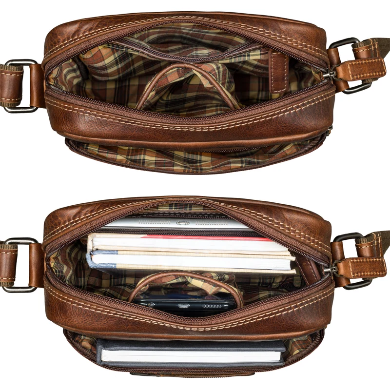 "Kony" Vintage Umhängetasche Herren Leder Robuste Kleine Messenger Bag