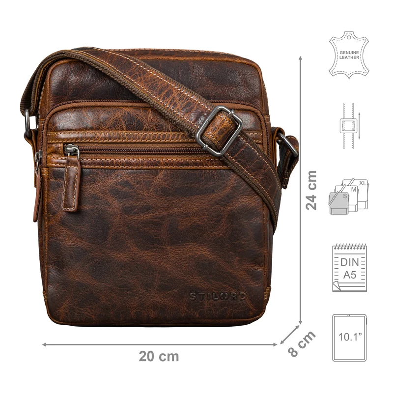 "Kony" Vintage Umhängetasche Herren Leder Robuste Kleine Messenger Bag