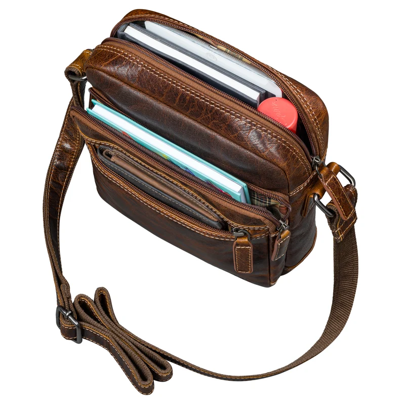 "Kony" Vintage Umhängetasche Herren Leder Robuste Kleine Messenger Bag