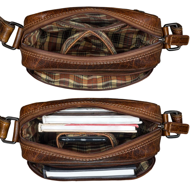 "Kony" Vintage Umhängetasche Herren Leder Robuste Kleine Messenger Bag