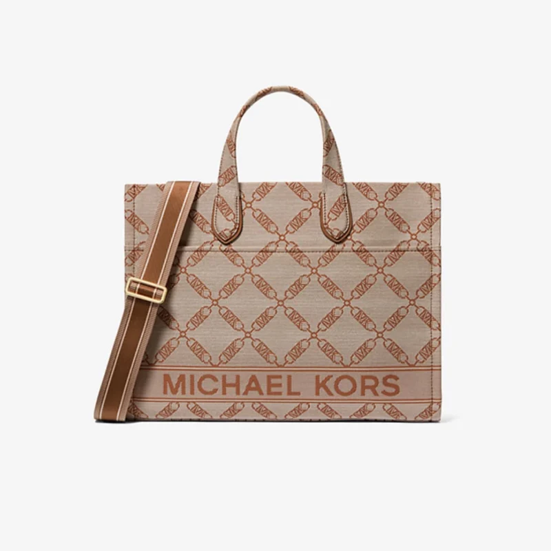 Michael Kors Gigi Large Empire Logo Jacquard Tote Bag Braun