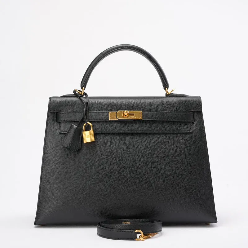 Hermes Black Kelly Sellier 32 Epsom Leder 2010