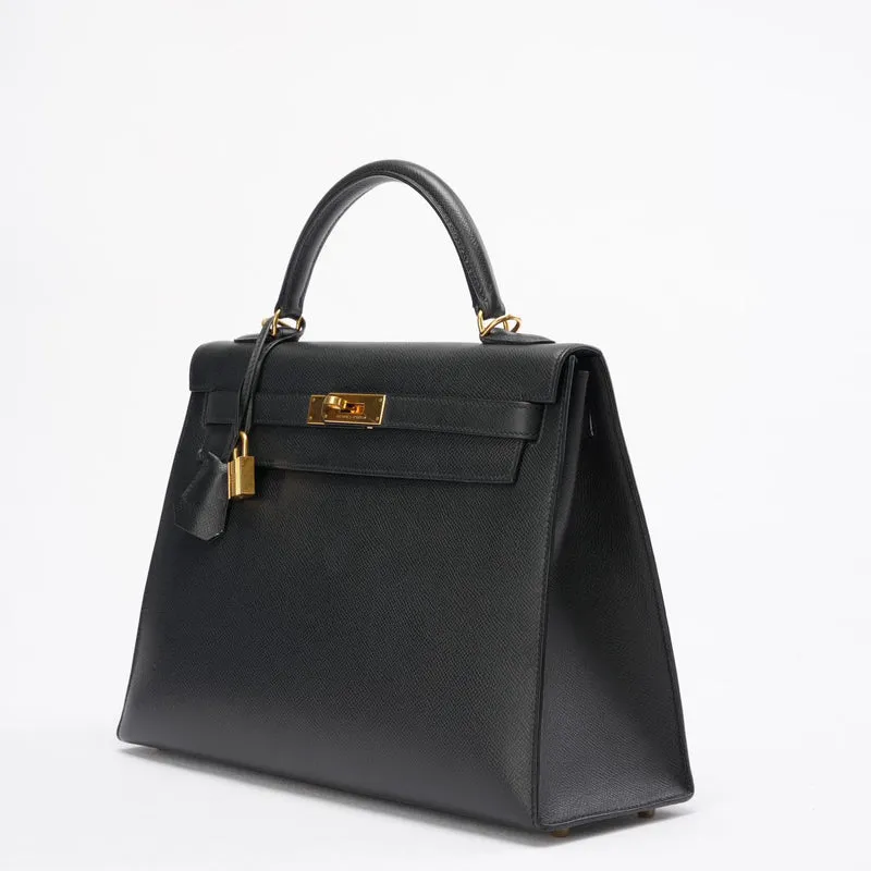 Hermes Black Kelly Sellier 32 Epsom Leder 2010