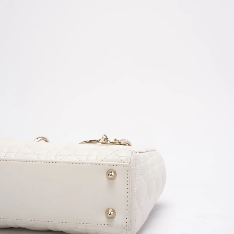 Christian Dior White Small Lady Dior aus Cannage-Lammleder 2020
