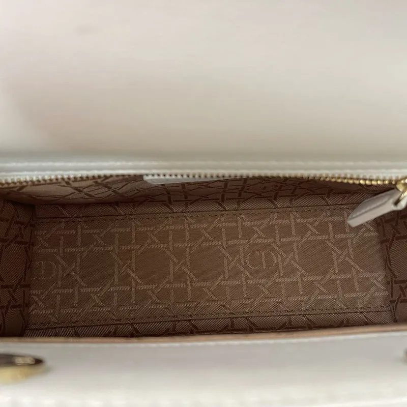 Christian Dior White Small Lady Dior aus Cannage-Lammleder 2020