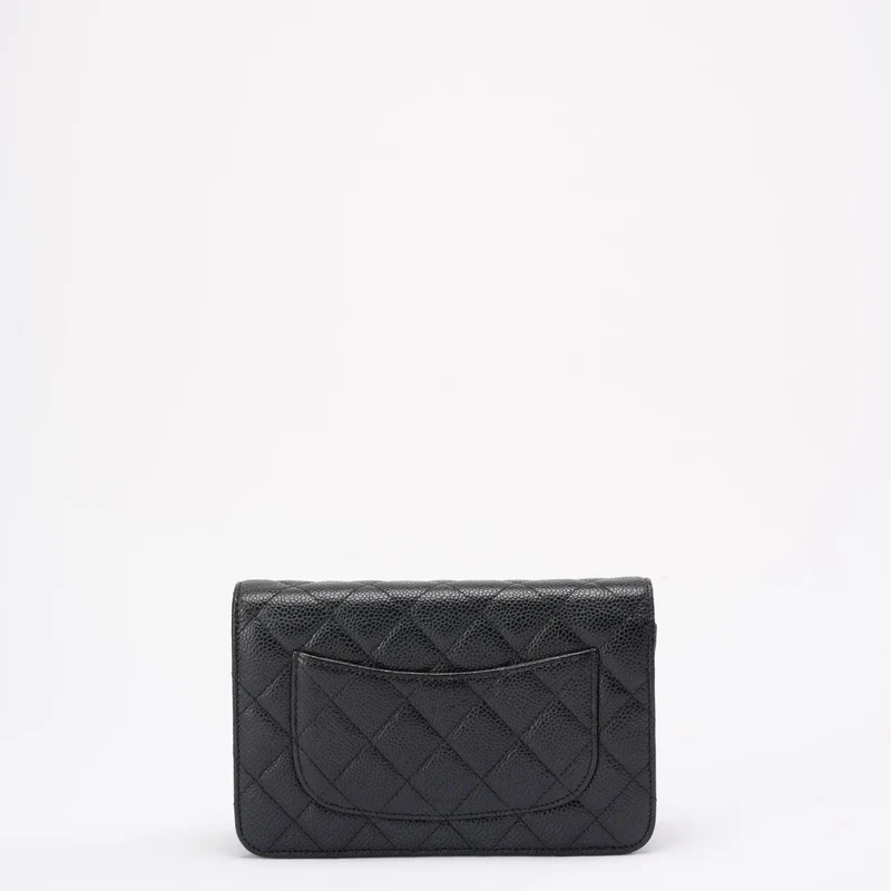 Chanel Wallet on Chain (WOC) aus schwarzem Kaviarleder, Modell 2014